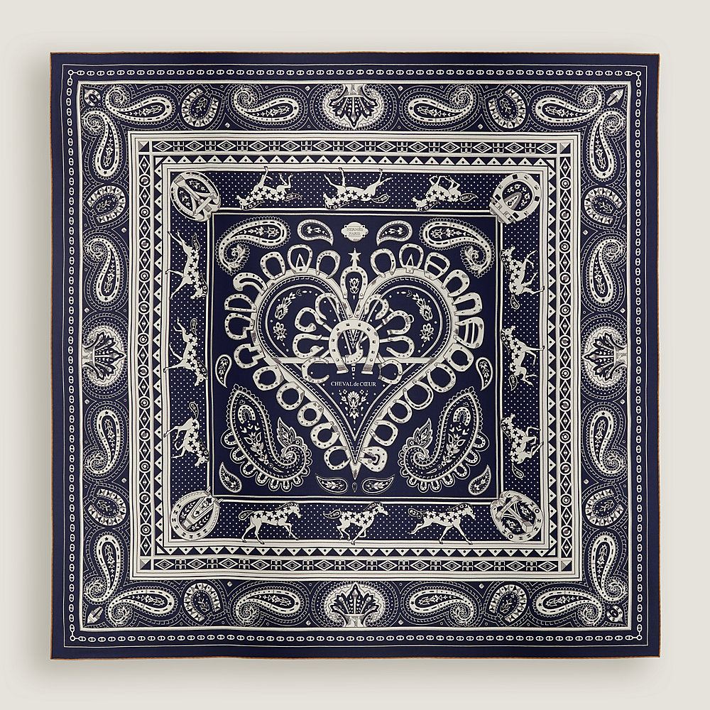 Cheval de Coeur Bandana shawl 140 - Brown | Hermès Singapore